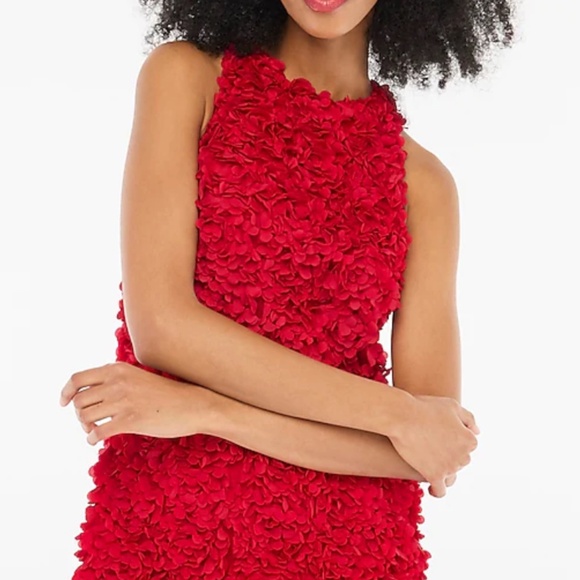 NWT J.Crew Factory Red Rosette mini dress SZ 0 - Picture 2 of 7